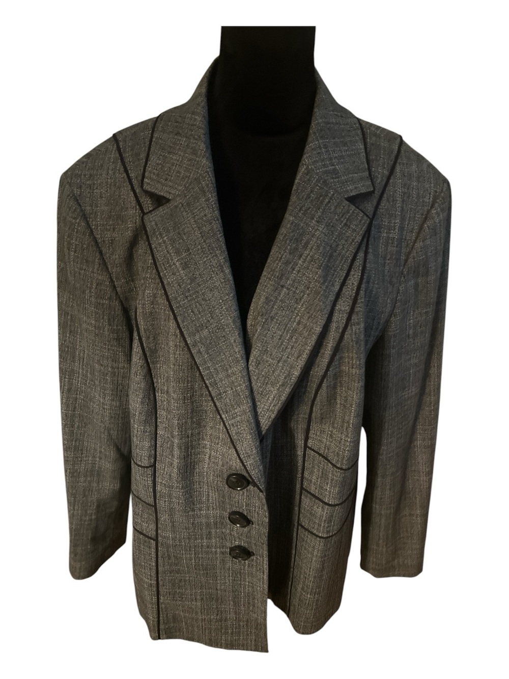 Sejour Charcoal Gray Single-Breasted Blazer with Subtle Texture